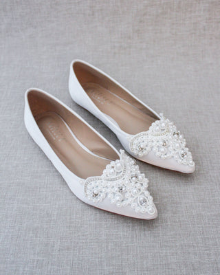white pearl wedding shoes