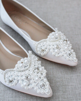 white pearl wedding shoes