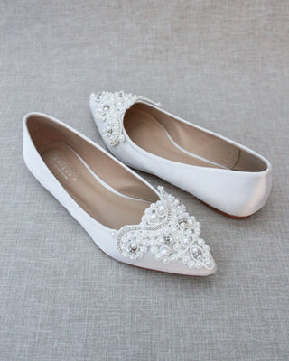 white pearl wedding shoes