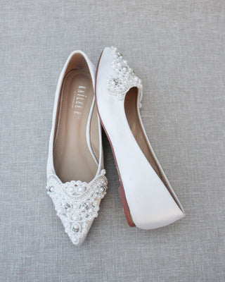 white pearl wedding shoes