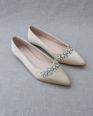 champagne satin flats