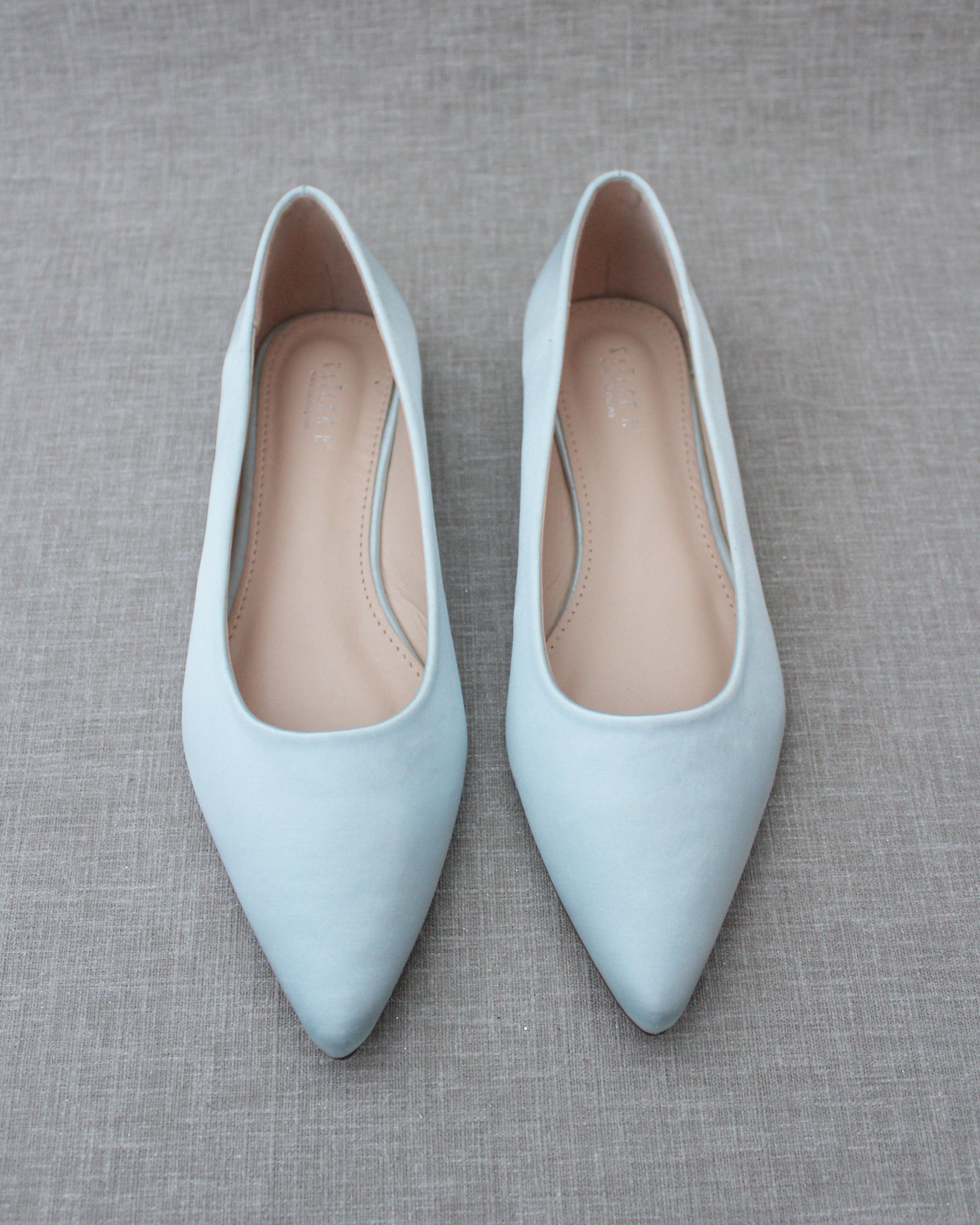 Light Blue Pointy Toe Wedding Flats, Wedding Shoes, Something Blue