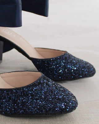 Rock Glitter Block Heel with Wrapped Satin Tie
