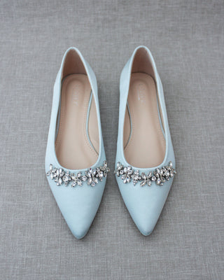 Wedding Flats with Floral Rhinestones Details