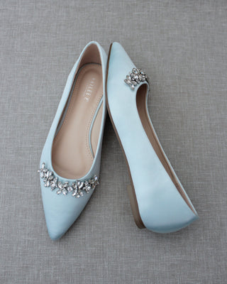 Wedding Flats with Floral Rhinestones Details