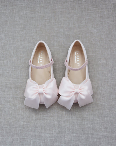 Pink Mary Jane Girls Flats with Front Bow