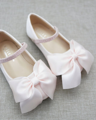 Pink Mary Jane Girls Flats with Front Bow