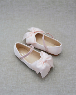 Pink Mary Jane Girls Flats with Front Bow