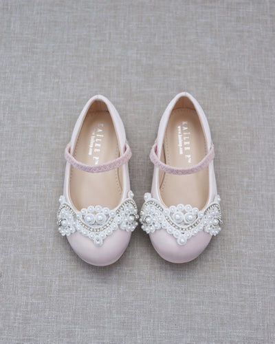 Pink Pearl Mary Jane Girls Flats