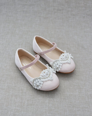 Pink Pearl Mary Jane Girls Flats