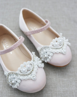 Pink Pearl Mary Jane Girls Flats