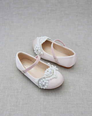 Pink Pearl Mary Jane Girls Flats