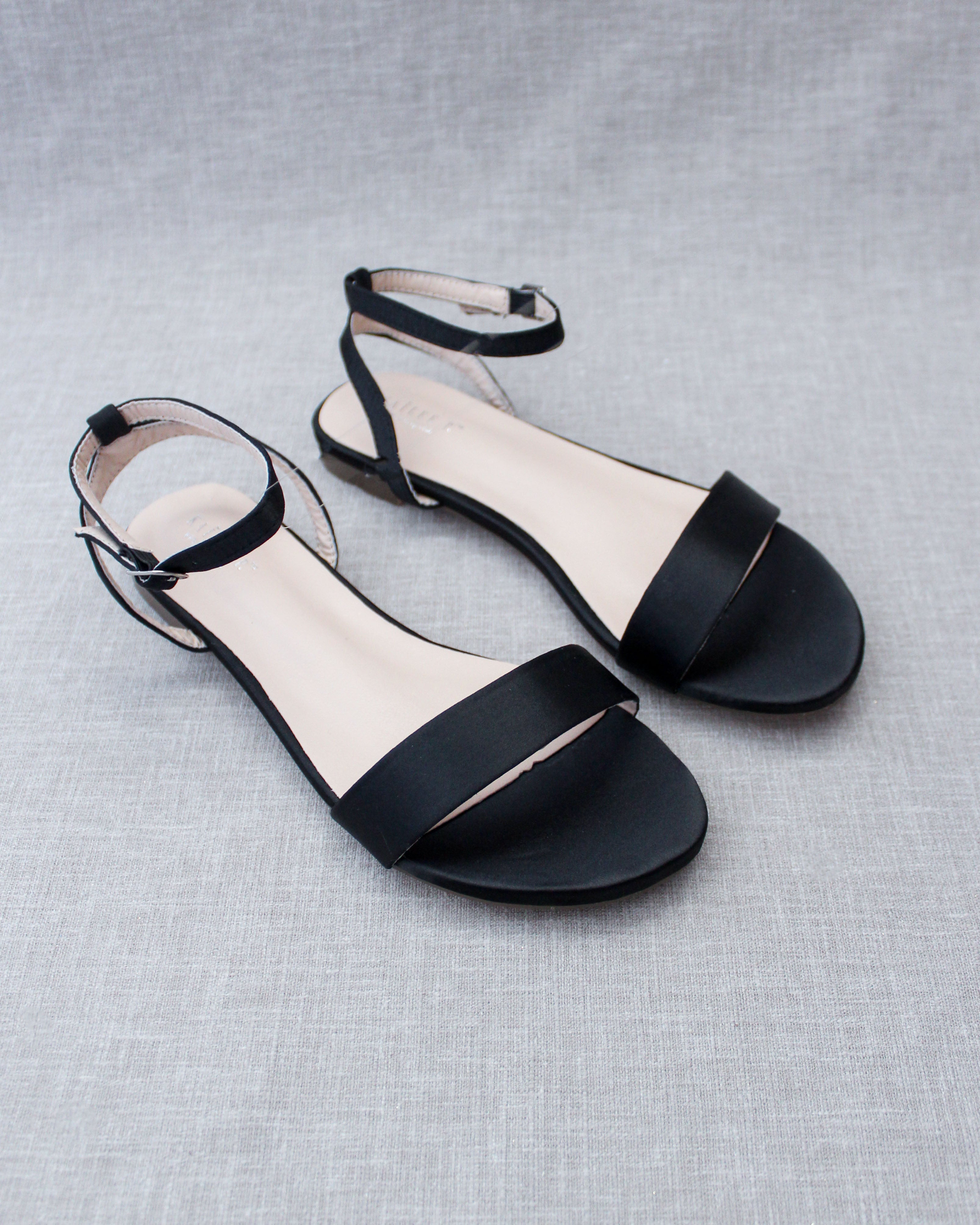 Satin Flat Sandal with Ankle Strap, Bridesmaids Sandals, Beach Sandal
