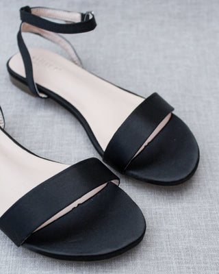 black satin flats