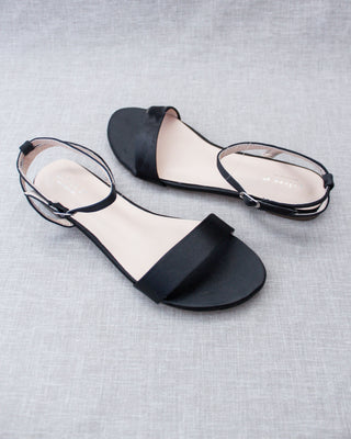 black satin flats