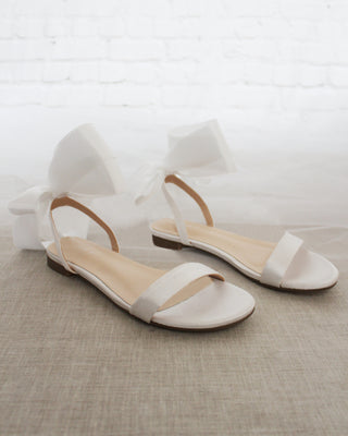 Satin Flat Sandal with Wrapped Satin Tie