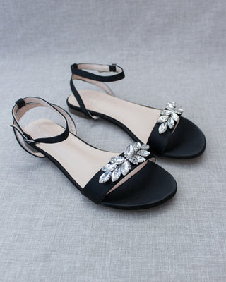 black satin flat sandals