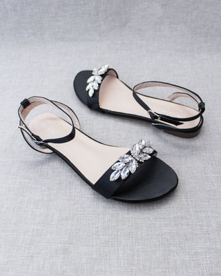 black satin flat sandals