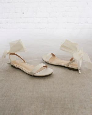Girls Satin Flat Sandal with Wrapped Satin Tie