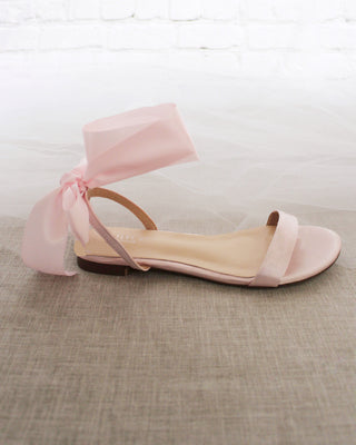 Satin Flat Sandal with Wrapped Satin Tie