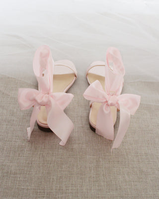 Satin Flat Sandal with Wrapped Satin Tie