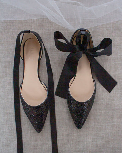 Black Glitter Women Flats