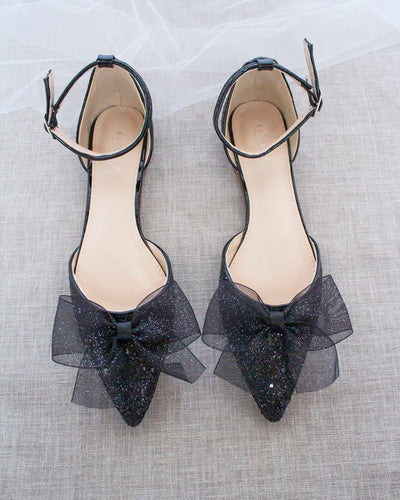 Black Glitter Flats