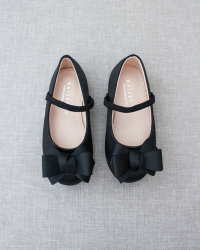 Black Mary Jane Girls Flats with Bow