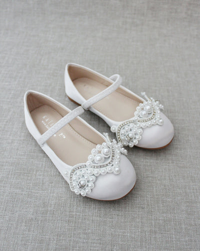 White Pearl Mary Jane Flats