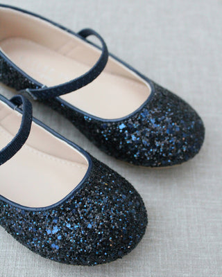 Blue glitter flats