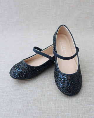 Blue glitter flats