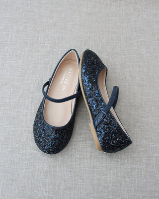 Blue glitter flats