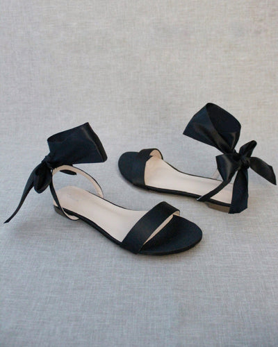 black satin sandals
