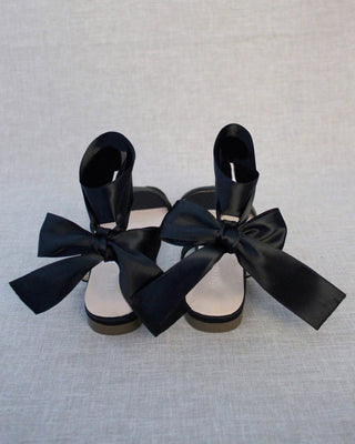 black satin sandals