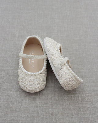 baby ivory pearl crochet shoes