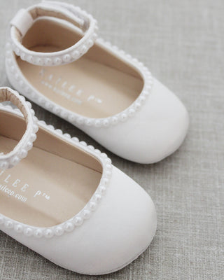 Satin Flats with Mini Pearls