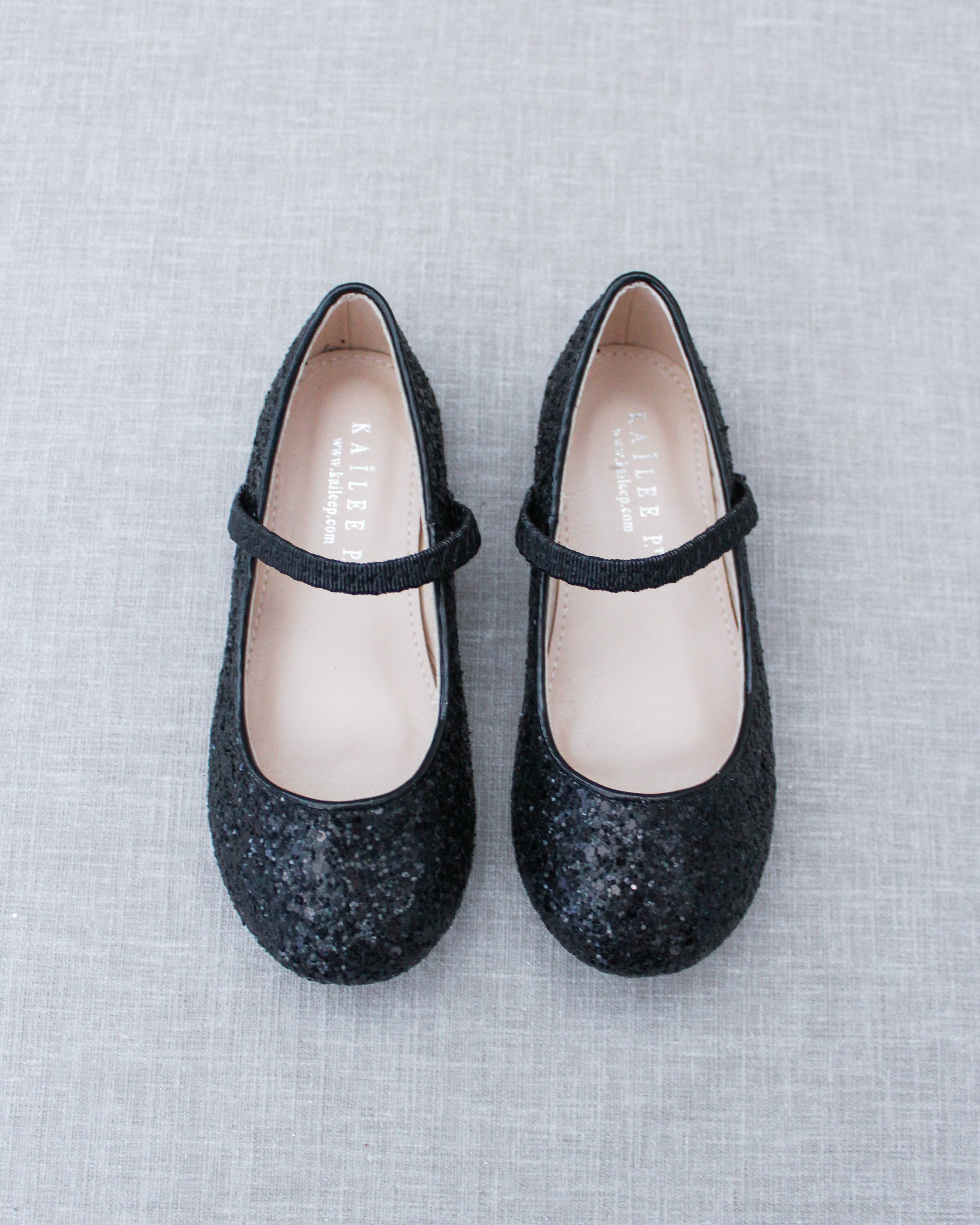 Black Rock Glitter Mary Jane Ballet Flats, Flower Girls Shoes