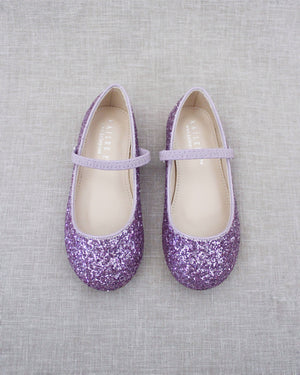 Purple Rock Glitter Maryjane Ballet Flats, Flower Girls Shoes 13 Little Kid Purple Rock Glitter Maryjane Ballet Flats, Flower Girls Shoes 13 Little Kid