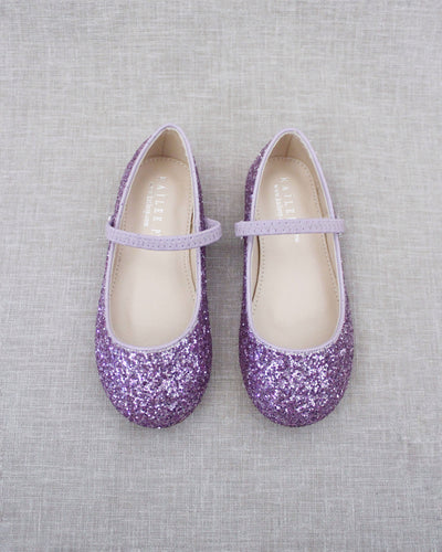 Purple Glitter Kids Flats