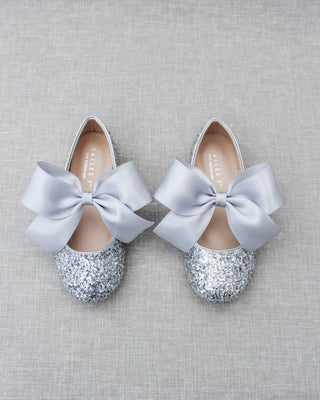 Glitter Mary Jane with Satin Bow - Baby Shoes Holiday Gift Set (1 PAIR)Kids Shoes