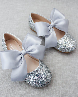 Silver glitter flats