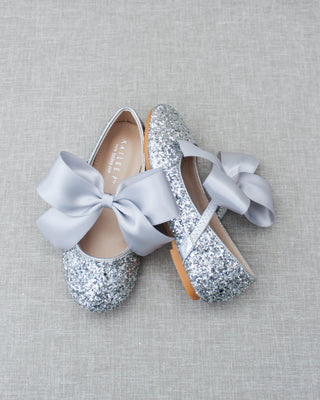 Silver glitter flats