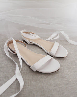Satin Flat Sandal with Ballerina Lace UpWomen Shoes