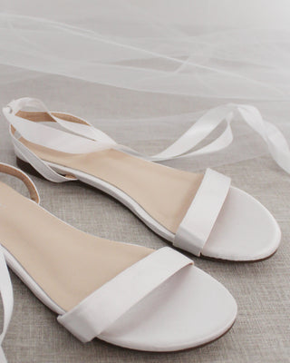 Satin Flat Sandal with Ballerina Lace UpWomen Shoes