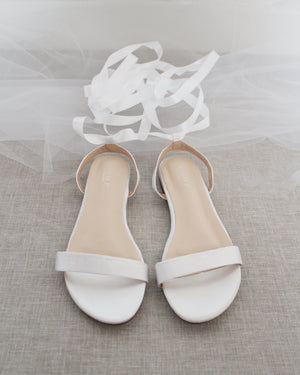 Girls Satin Flat Sandal with Ballerina Lace Up