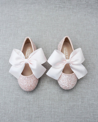 Glitter Mary Jane with Satin Bow - Baby Shoes Holiday Gift Set (1 PAIR)Kids Shoes