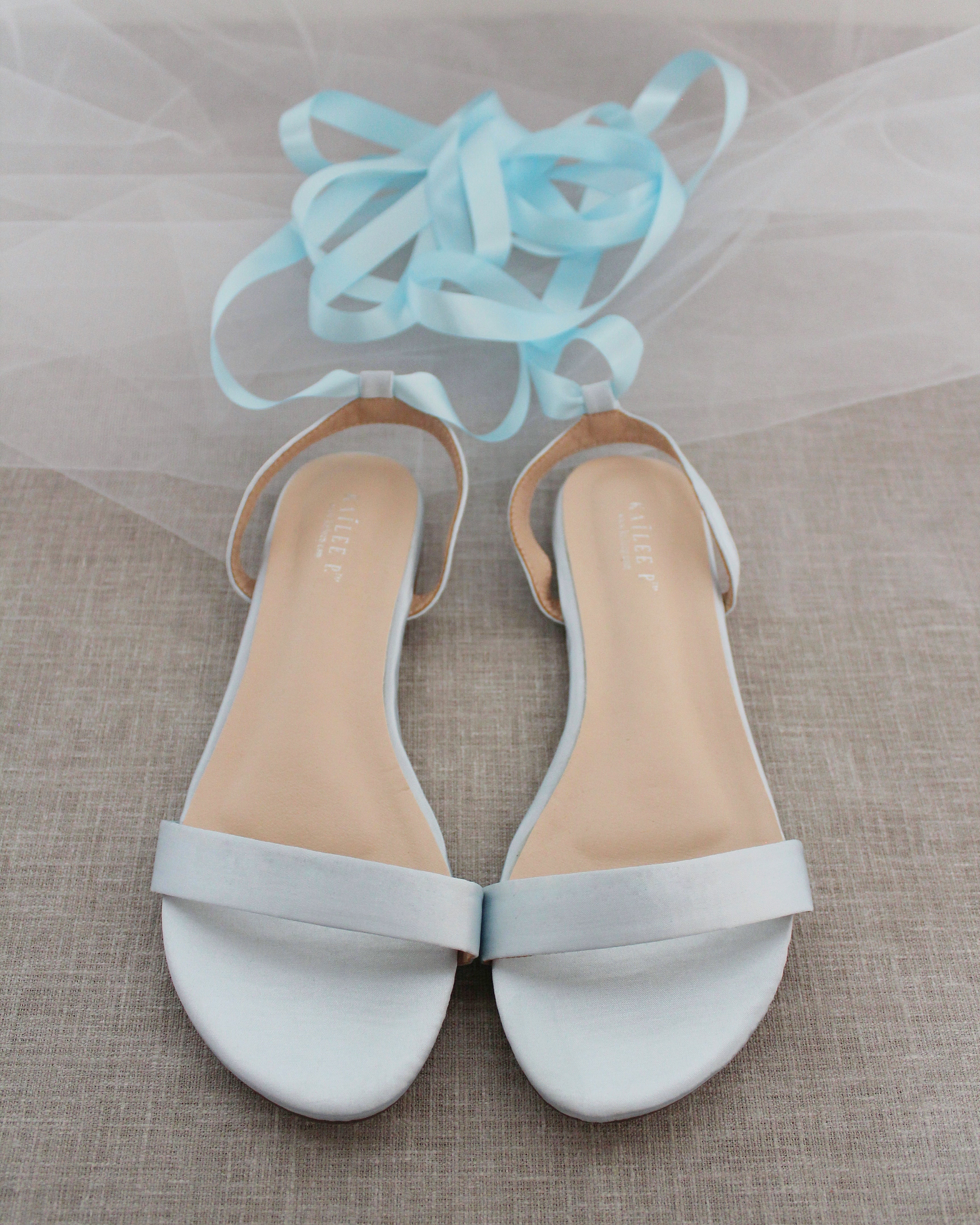 Satin Flat Sandal with Ballerina Lace Up Satin Flat Sandal with Ballerina Lace Up