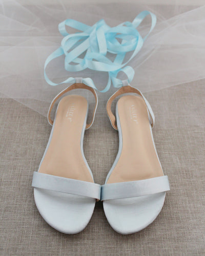 light blue satin sandals