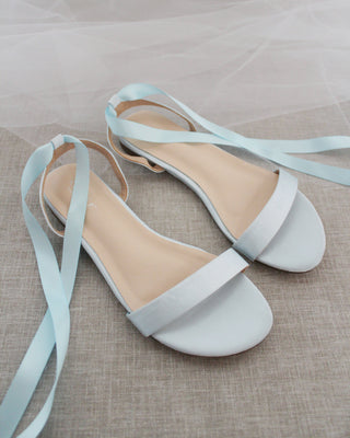 light blue satin sandals