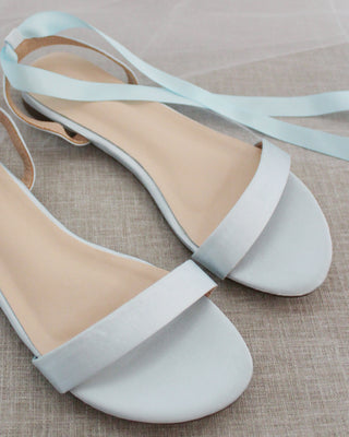 light blue satin sandals